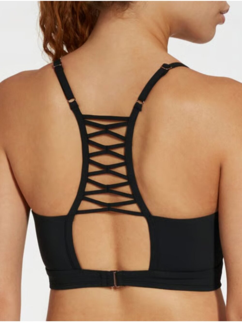 NWOT CALIA Women's Ladder Back Swim Top, Black, Large
